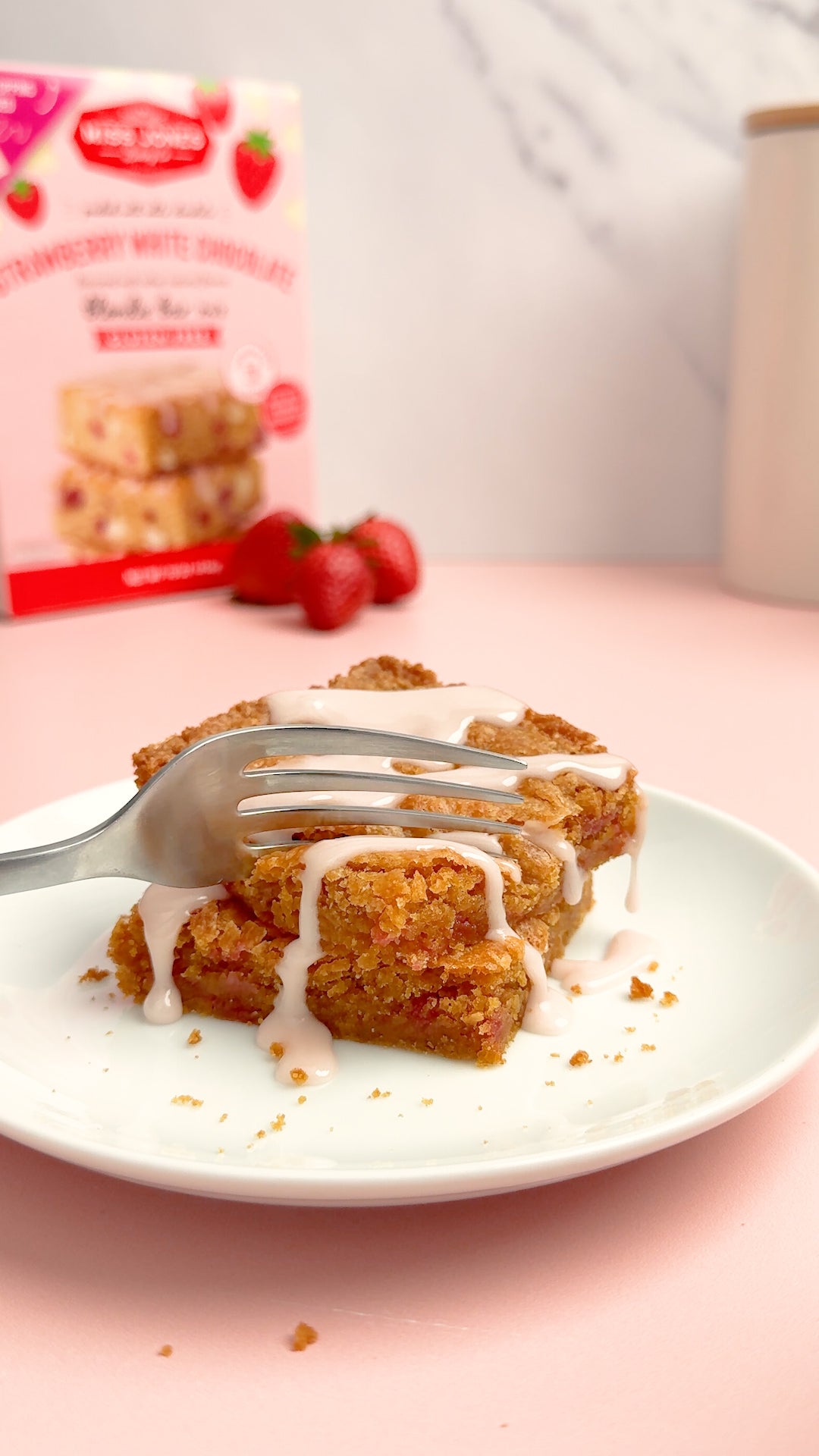 Strawberry White Chocolate Blondie Bars (GF)