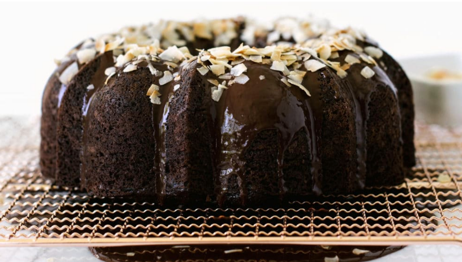 Side of Miss Jones Baking's Dark Chocolate Coconut Bundt Cake