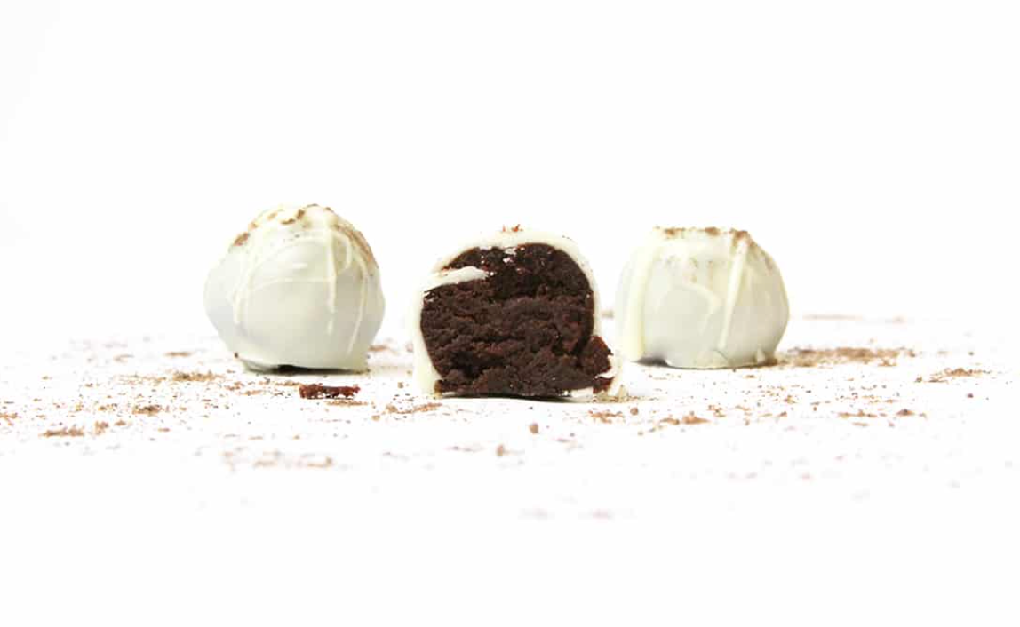 Three Miss Jones Baking Co Whiskey Wonderland Truffles in a row