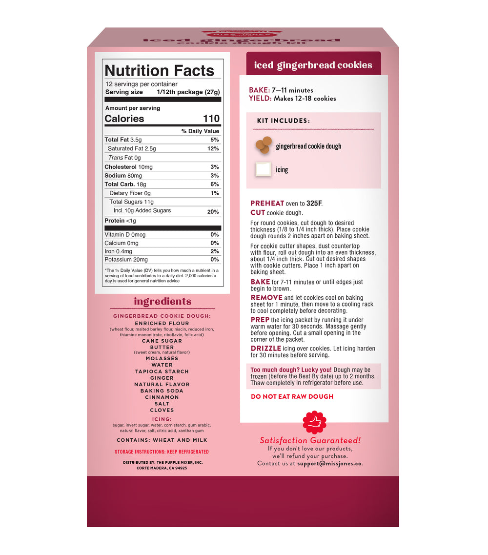 Bakery Style Holiday Iced Gingerbread Cookie Dough Kit