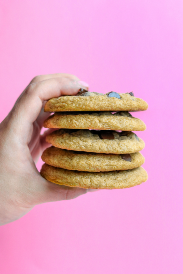 Stack of Miss Jones Baking Co. Everyday Delicious Chocolate Chip Cookies